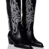 GENUINE LEATHER IGGY METALLIC WESTERN STYLE BELOW THE KNEE BOOT IN BLACK