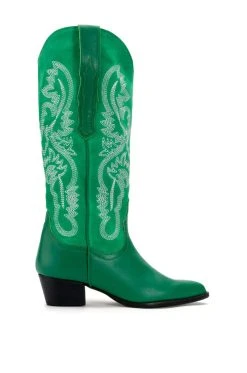 Alternative view of GENUINE LEATHER IGGY METALLIC WESTERN STYLE BELOW THE KNEE BOOT IN GREEN