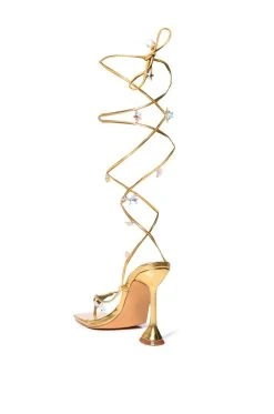ISLA STAR STRAPPY SANDAL IN GOLD -AKIRA salestore isla star strappy sandal in gold gold 4 4 c1
