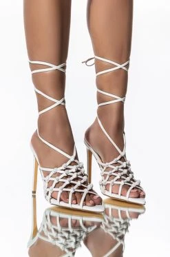 IT'S ABOUT DAMN TIME STILETTO SANDAL IN WHITE -AKIRA salestore its about damn time stiletto sandal in white white 1 1 c1