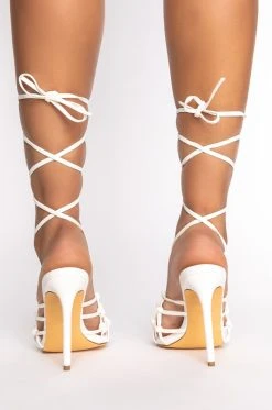 IT'S ABOUT DAMN TIME STILETTO SANDAL IN WHITE -AKIRA salestore its about damn time stiletto sandal in white white 4 4