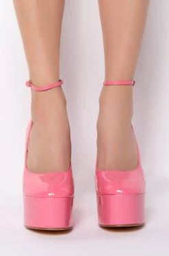 LOVERS LANE PATENT PINK CHUNKY MARY JANES 7 LOVERS LANE PATENT PINK CHUNKY MARY JANES -AKIRA salestore lovers lane patent pink chunky mary janes pink 3 3