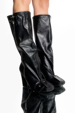 Alternative view of LUXE IN LOVE KNEE HIGH CHUNKY BOOT IN BLACK