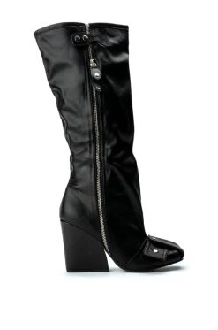 LUXE IN LOVE KNEE HIGH CHUNKY BOOT IN BLACK -AKIRA salestore luxe in love knee high chunky boot in black black 4 4 c1