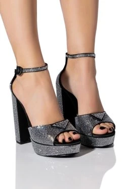 MADE FOR THIS EMBELLISHED CHUNKY HEEL SANDAL IN BLACK