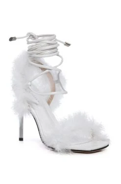 MOJITO MAMI FEATHER STRAPPY SANDAL IN WHITE -AKIRA salestore mojito mami feather strappy sandal in white white 4 4