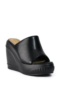 Alternative view of OCEAN EYES WEDGE SANDAL IN BLACK