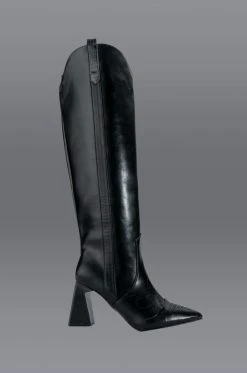 Alternative view of POSTED BLACK KNEE HIGH WESTERN BOOT