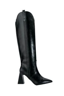 POSTED BLACK KNEE HIGH WESTERN BOOT -AKIRA salestore posted black knee high western boot black 3 3