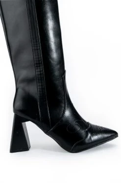POSTED BLACK KNEE HIGH WESTERN BOOT -AKIRA salestore posted black knee high western boot black 6 6