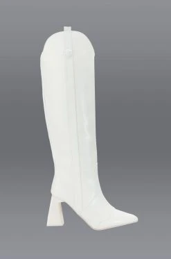 Alternative view of POSTED WHITE KNEE HIGH WESTERN BOOT