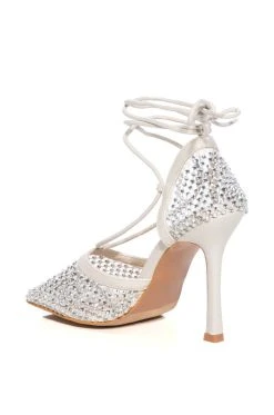 ROSALYN EMBELLISHED WHITE PUMP 8 ROSALYN EMBELLISHED WHITE PUMP -AKIRA salestore rosalyn embellished white pump white 4 4 c1 c1