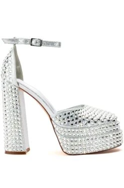 Alternative view of SIP OF SPARKLING SILVER PLATFORM MARY JANES