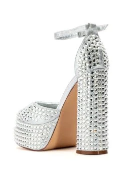 SIP OF SPARKLING SILVER PLATFORM MARY JANES -AKIRA salestore sip of sparkling silver platform mary janes silver 4 4