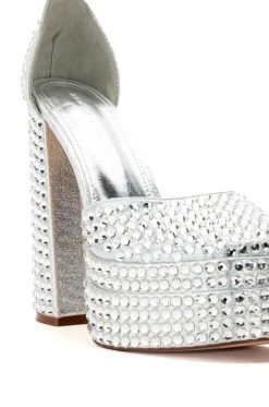 SIP OF SPARKLING SILVER PLATFORM MARY JANES -AKIRA salestore sip of sparkling silver platform mary janes silver 5 5