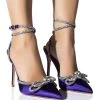 SOFIA SATIN RHINESTONE PUMP IN PURPLE