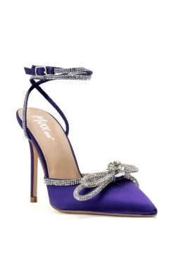 SOFIA SATIN RHINESTONE PUMP IN PURPLE -AKIRA salestore sofia satin rhinestone pump in purple purple 3 3