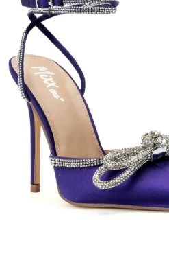 SOFIA SATIN RHINESTONE PUMP IN PURPLE -AKIRA salestore sofia satin rhinestone pump in purple purple 5 5