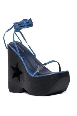 Alternative view of STAR EYED CHUNKY SANDAL WITH CUT OUT ON DENIM