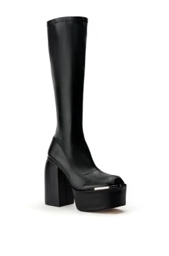STRENGTH STRETCH CHUNKY BOOT WITH 4 WAY STRETCH IN BLACK -AKIRA salestore strength stretch chunky boot in black black 3 3