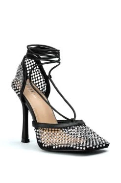 SUPERSTAR STATUS SQUARE TOE NETTED STRAPPY PUMP IN BLACK 7 SUPERSTAR STATUS SQUARE TOE NETTED STRAPPY PUMP IN BLACK -AKIRA salestore superstar status square toe netted strappy pump in black black 3 3