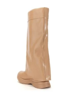 TRIPLE SEC FOLD OVER FLAT BOOT IN NUDE -AKIRA salestore triple sec fold over flat boot in nude nude 4 4