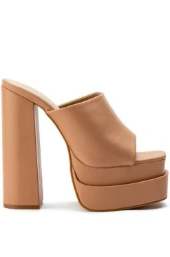 Alternative view of Y2K DREAMS SQUARE TOE CHUNKY MULE SANDAL IN NUDE