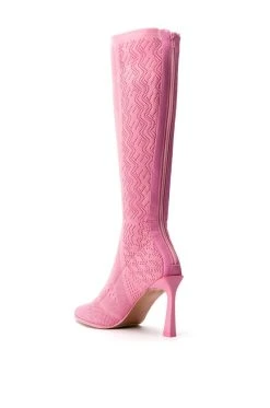 ZERO GRAVITY MID CALF KNIT CHUNKY BOOT IN PINK -AKIRA salestore zero gravity mid calf knit chunky boot in pink pink 4 4